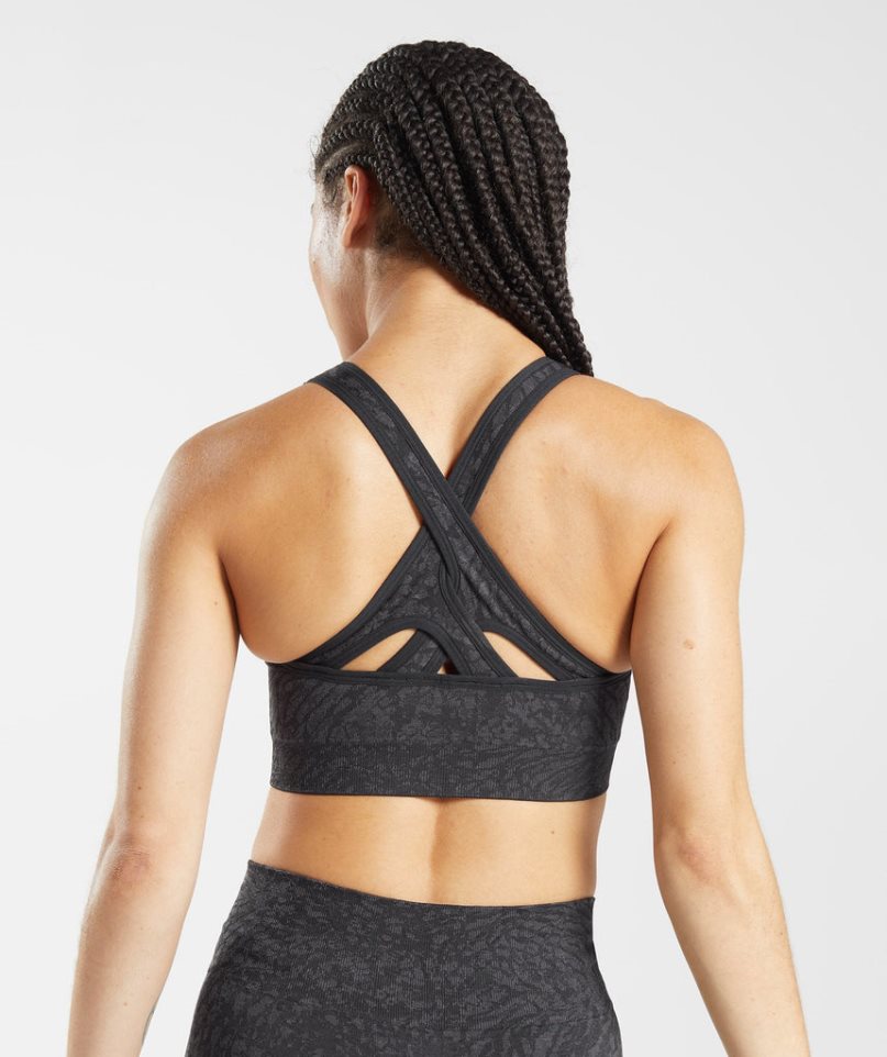 Women's Gymshark Adapt Animal Seamless Sports Bra Black | NZ 1GXMHL